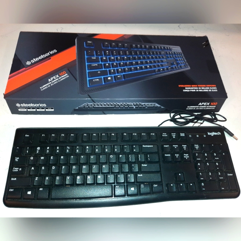 Steelseries apex 100 blue led gaming keyboard